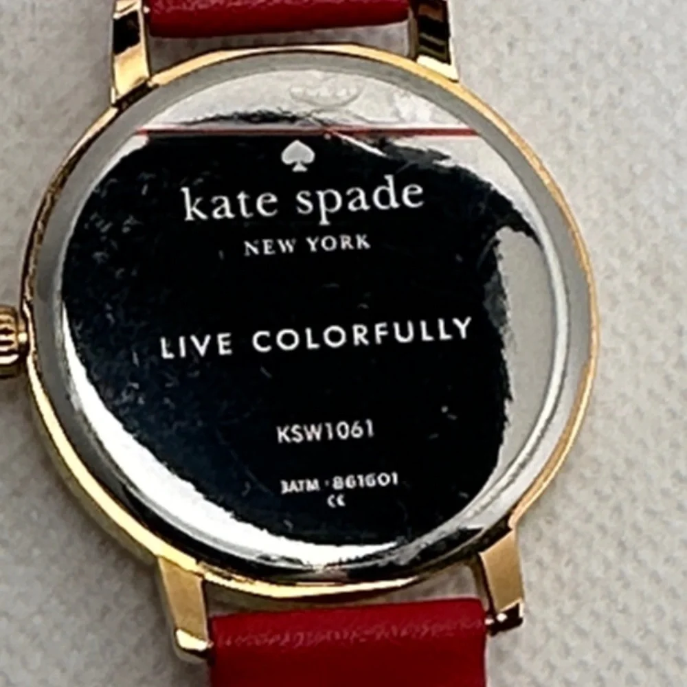 Kate Spade Red Chalkboard Metro Watch Rose Gold Red Leather 34mm